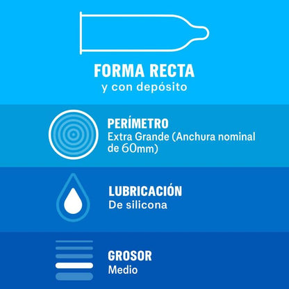 Embalagem dos Preservativos DUREX NATURAL XL 12 Unidades, indicando o tamanho e a marca.