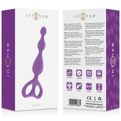 INTENSE Danti Estimulador Anal Lilás de silicone macio, mostrando detalhes do design e textura.