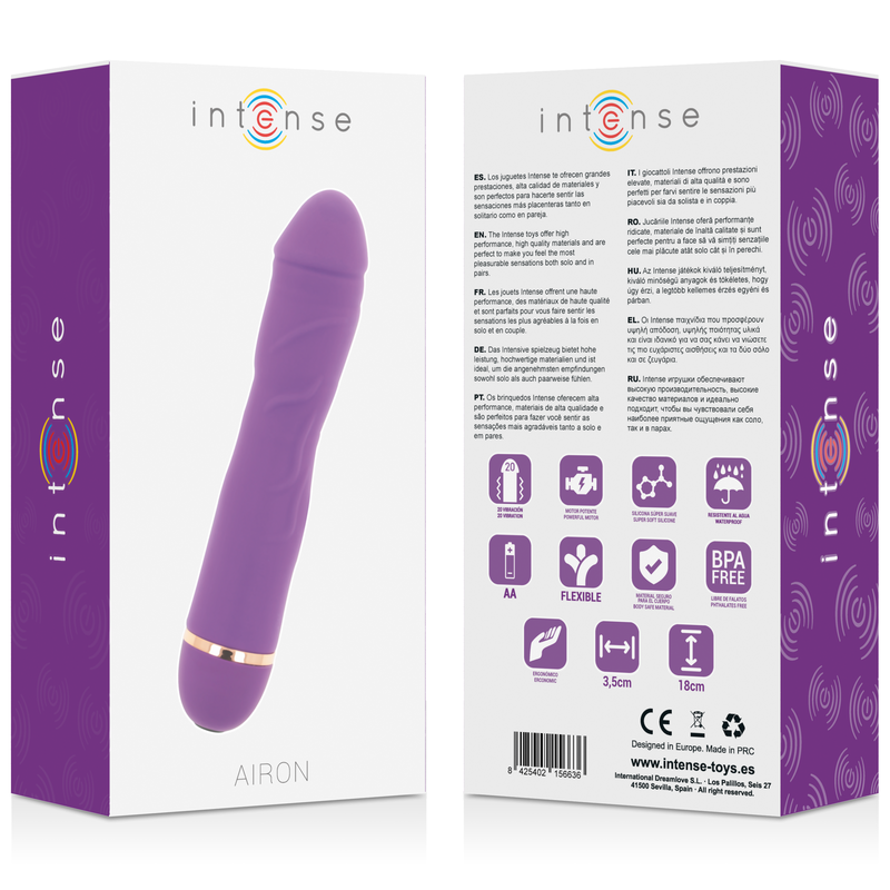 Vibrador Intense Airon de silicone lilás com 20 velocidades.