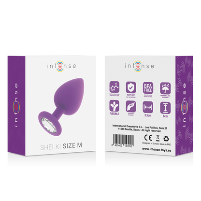 Imagem do Plug Anal Intense Shelki M em silicone roxo, destacando seu design elegante e suave.