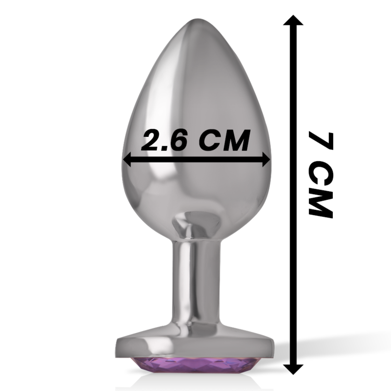 Intense Plug Anal de Metal com Cristal Violeta Tamanho S, mostrando seu design luxuoso e o detalhe do cristal.
