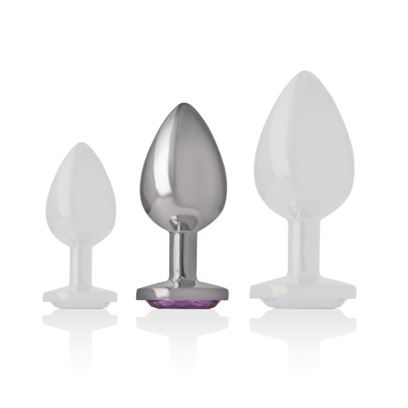 Close-up do Plug Anal de Metal Intense com Cristal Violeta, mostrando o design elegante e a joia.