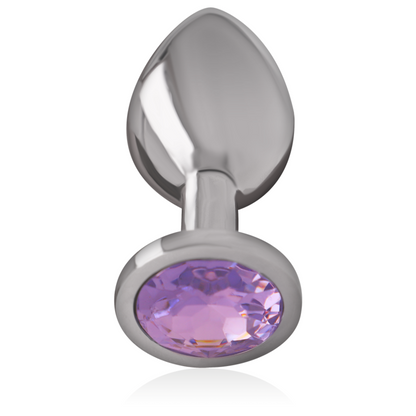 Close-up do Plug Anal Intense de Metal com Cristal Violeta, exibindo seu design elegante e a pedra brilhante.