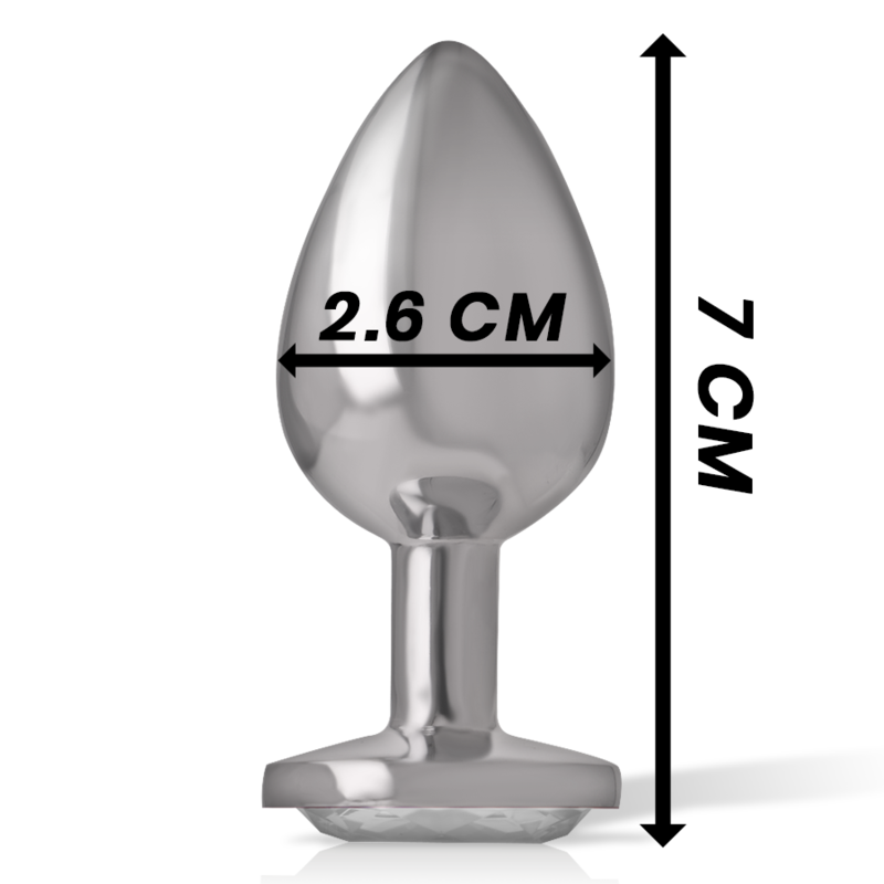 Close-up do Plug Anal de Metal Intense com Cristal Prata Tamanho S, destacando o design elegante e a joia.