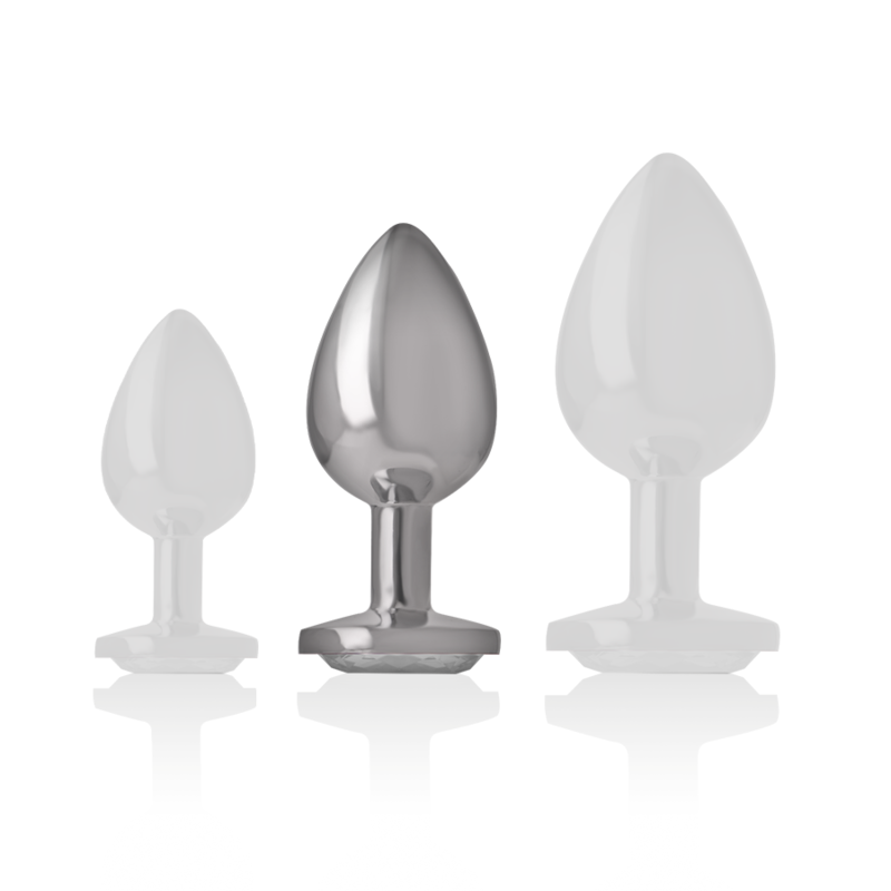 Plug anal Intense de metal com cristal prata, design elegante e superfície lisa para estimulação anal.