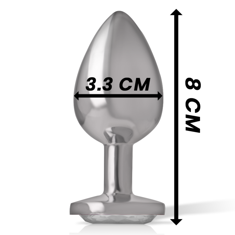 Plug anal Intense de metal com cristal prata, design elegante e superfície lisa para estimulação anal.