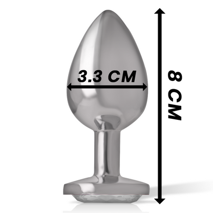 Plug anal Intense de metal com cristal prata, design elegante e superfície lisa para estimulação anal.