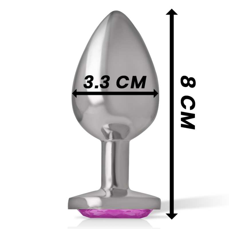 Close-up do Intense Plug Anal de Metal com Cristal Rosa M, destacando seu design elegante e material.
