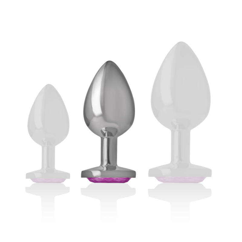 Close-up do Intense Plug Anal de Metal com Cristal Rosa M, destacando seu design elegante e material.