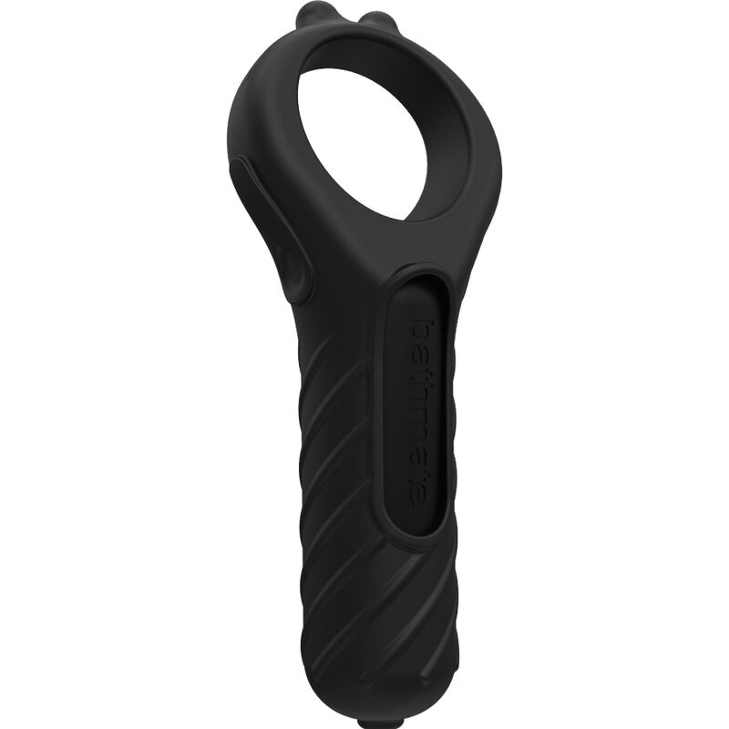 Close-up do BATHMATE Vibe Edge, anel vibrador peniano de silicone macio com 10 padrões de vibração.