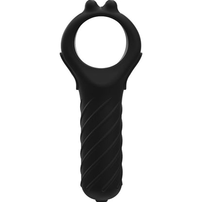 Close-up do BATHMATE Vibe Edge, anel vibrador peniano de silicone macio com 10 padrões de vibração.