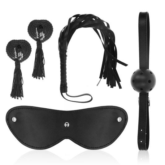 Detalhe do OHMAMA Conjunto BDSM para Casais - Kit Essencial, exibindo os acessórios para exploração íntima.