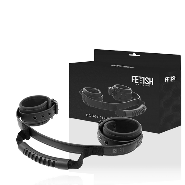 FETISH SUBMISSIVE – Algemas de Couro Vegano com Forro de Neoprene e Alça