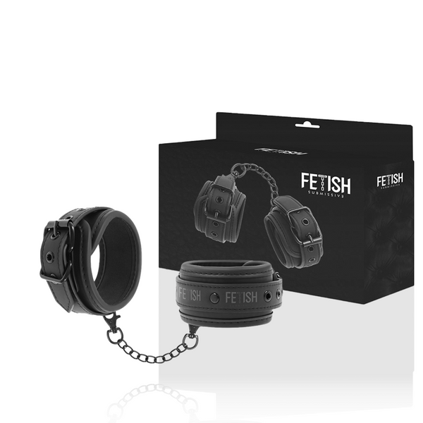 FETISH SUBMISSIVE – Algemas de Couro Vegano com Metal Sem Níquel e Forro de Neoprene