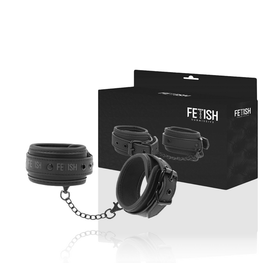 Punhos de tornozelo FETISH SUBMISSIVE em couro vegano com forro de neoprene para jogos BDSM