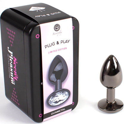 Plug Anal de Gunmetal SECRETPLAY Pequeno 7cm, ideal para exploração anal.