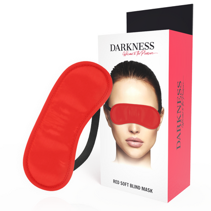 Máscara para Olhos Darkness em cetim vermelho, mostrando detalhes e textura.