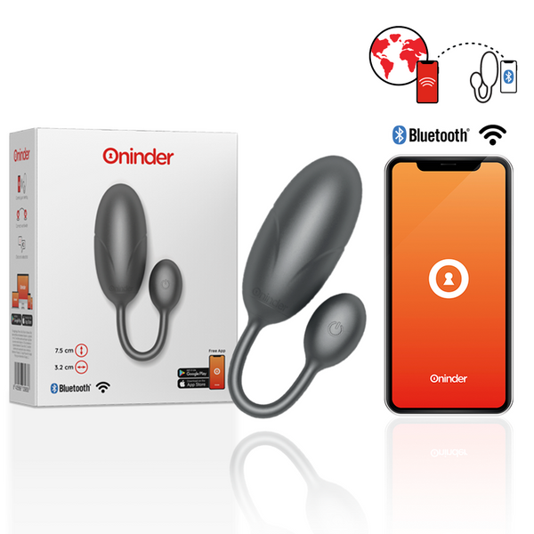 ONINDER – Ovo Vibrante Tokyo Preto (7,5 x 3,2 cm) com Aplicativo Gratuito