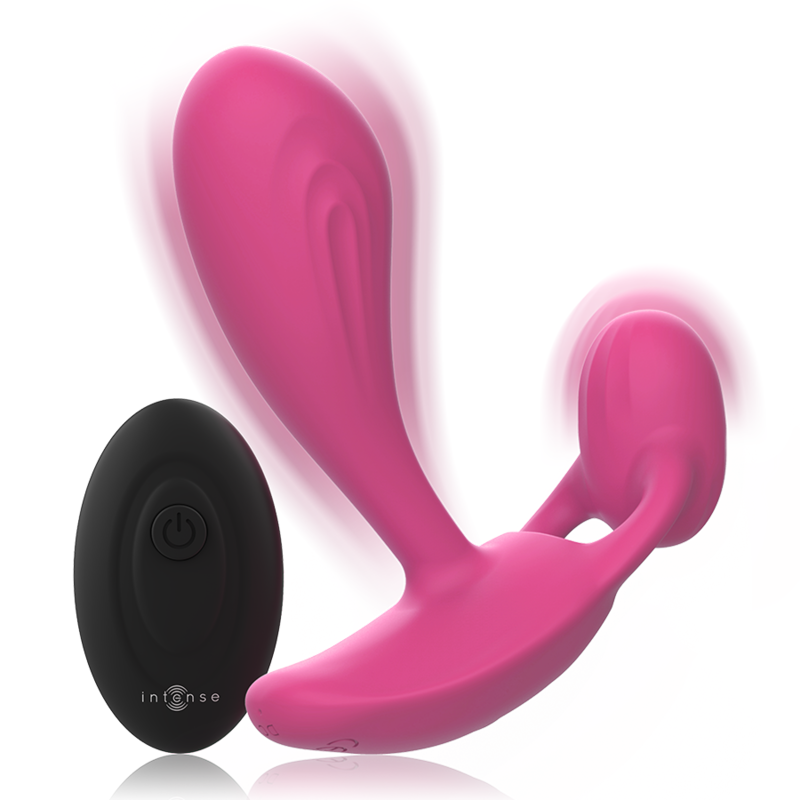 Intense Shelly Plug Anal Vibratório com Controle Remoto Rosa, detalhe do design ergonômico e acabamento em silicone
