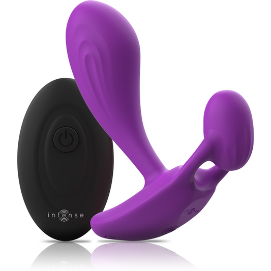 Intense™ Plug Anal Vibratório Shelly™ com Controle Remoto Roxo, em silicone macio, exibindo seu design ergonômico e acabamento.