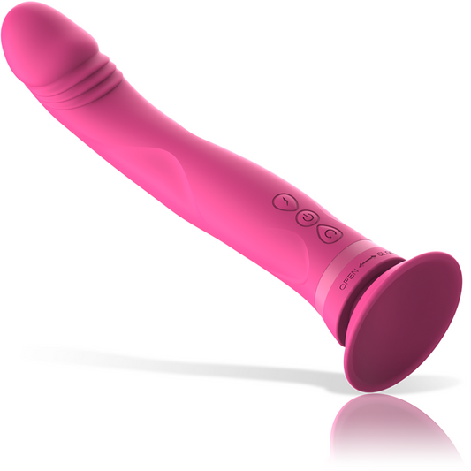 Vibrador de silicone Intense Michelangelo rosa com dupla densidade e ventosa.