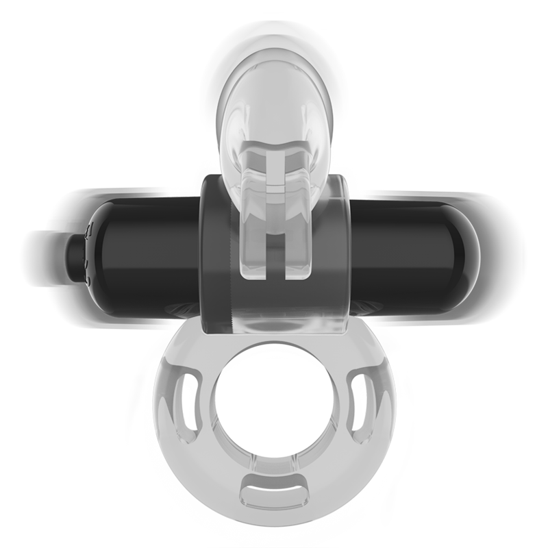 Anel Vibrador Coelho Transparente Intense, mostrando o design flexível, vibrador e o estimulador de coelho.