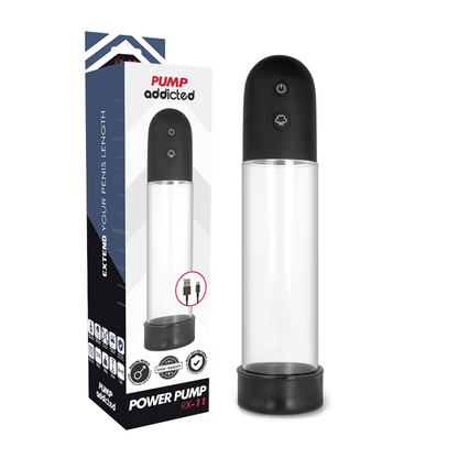 Bomba de Ereção Automática Pump Addicted RX11 para aumento peniano e ereções firmes.