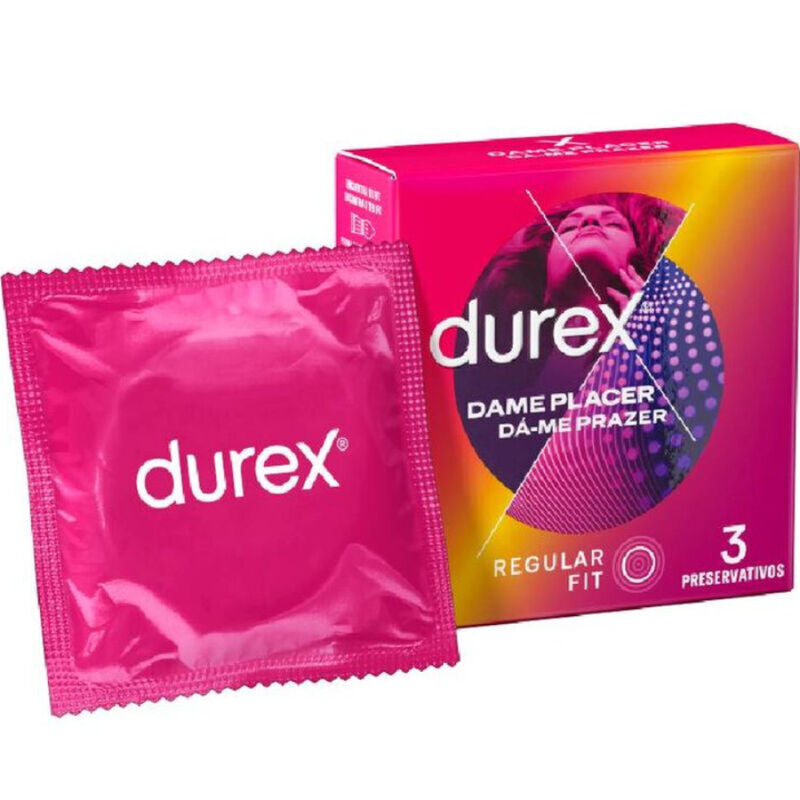 Embalagem dos Preservativos Durex Prazer com Pontos e Estrias 3 Unidades, destacando a textura.