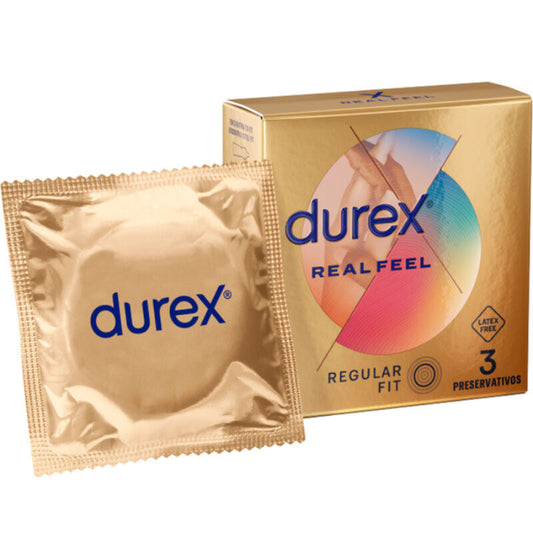 Embalagem dos Preservativos DUREX Real Feel Sem Látex 3 Unidades
