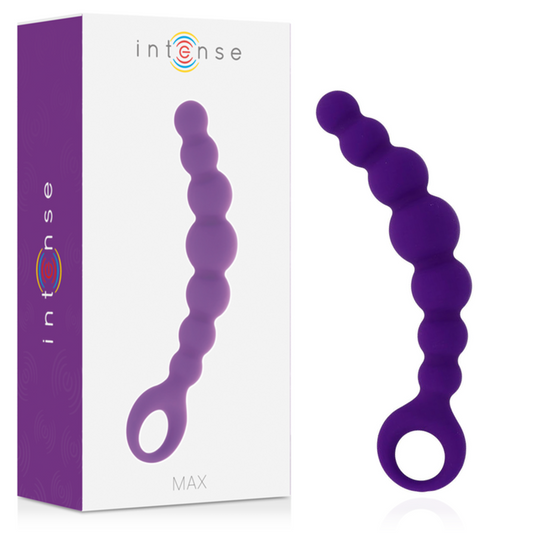 Close-up das Bolas Anais Intense Max Lilás, mostrando o silicone suave e o design de 8 bolas para estimulação anal.