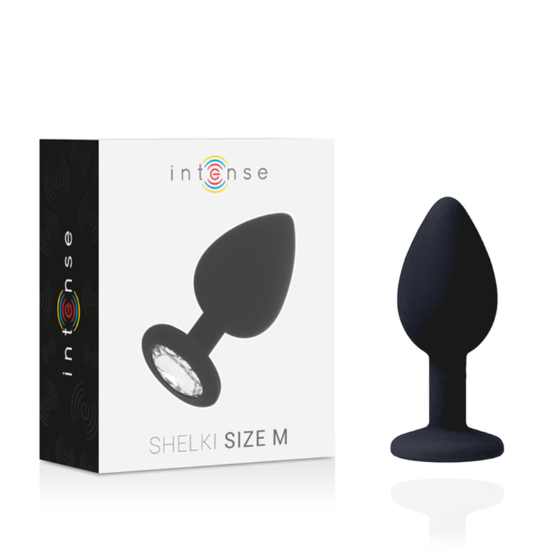 Close-up do Plug Anal Intense Shelki M em silicone macio preto