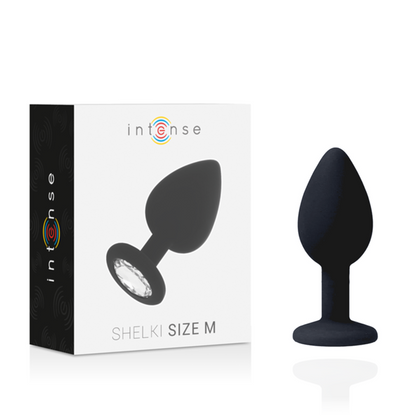 Close-up do Plug Anal Intense Shelki M em silicone macio preto