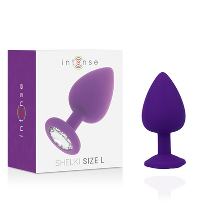 Plug Anal INTENSE Shelki L de silicone macio com base em diamante para estimulação anal.
