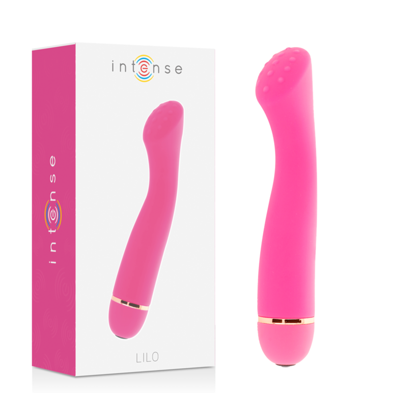 Close-up do Vibrador Lilo Intense Ponto G 20 Velocidades Silicone Rosa, destacando seu design ergonômico.