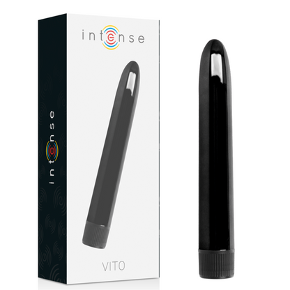 Vibrador Intense Vito Preto de 17cm com design ergonómico e cor escura.