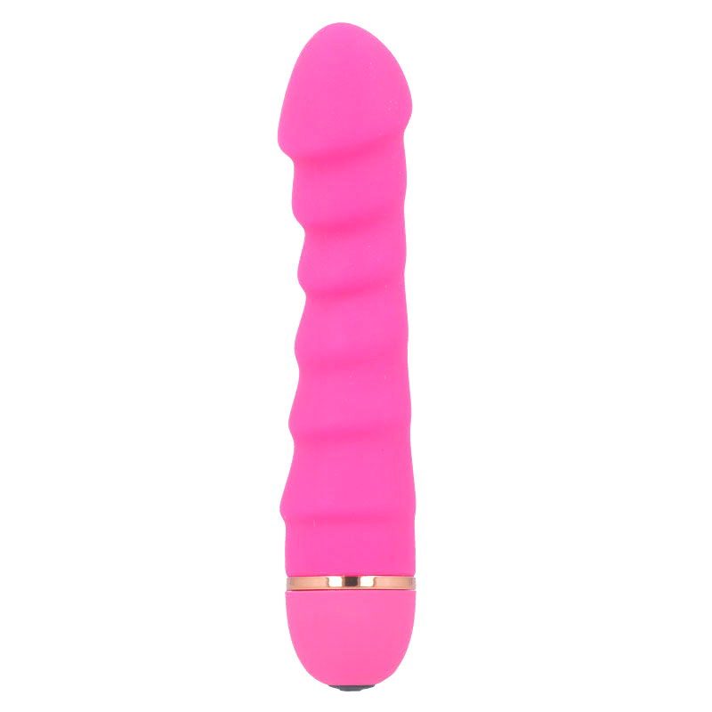 Close-up do Vibrador Intense Sally de Silicone Rosa com 20 Velocidades, destacando o design ergonómico e a ponta para o ponto G.