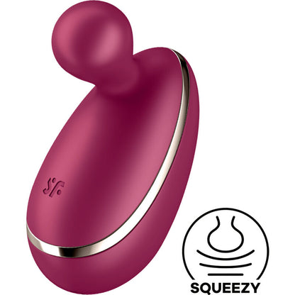 Close-up do vibrador clitoriano Satisfyer Spot On 1 Berry, destacando sua ponta flexível e cor vibrante.