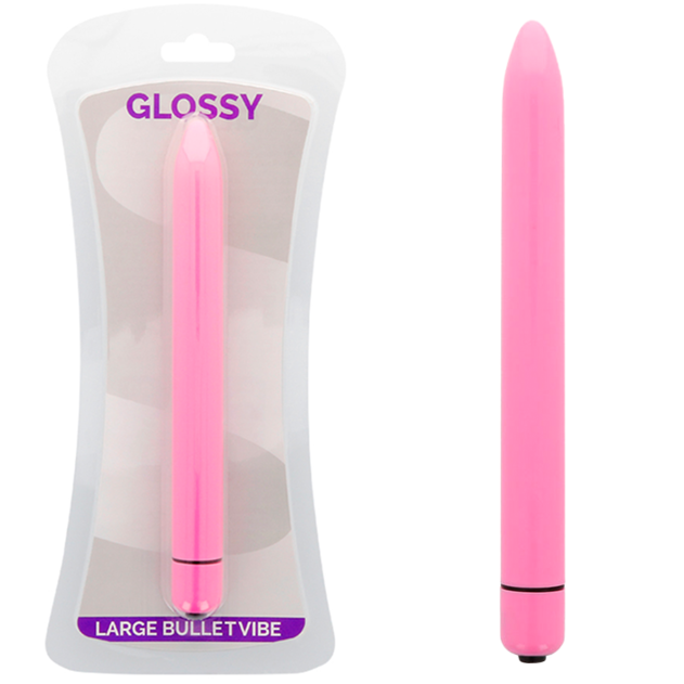 Imagem do GLOSSY Vibrador Slim Deep Rose, destacando o seu design elegante e cor.