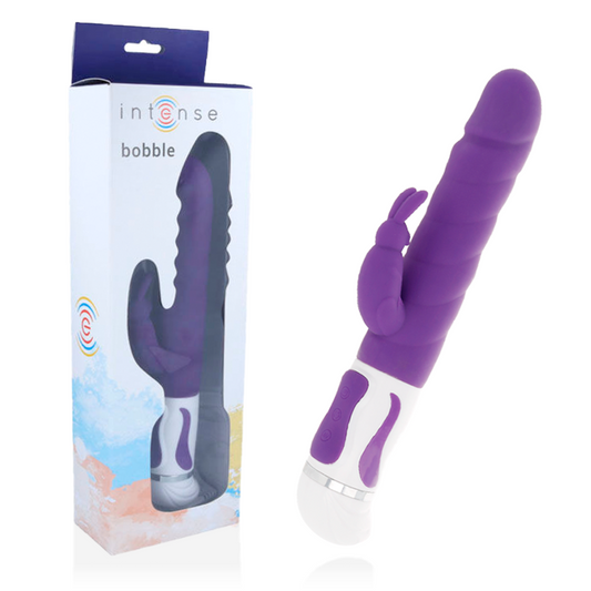 INTENSE Vibrador Bobble Rotator de Silicone Lilás, mostrando sua forma ergonômica e estimulador clitoriano.