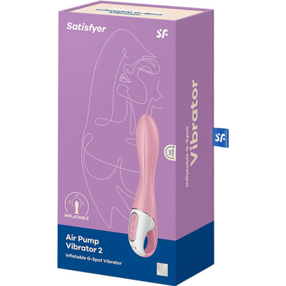 Vibrador Satisfyer Bomba de Ar 2 Rosa inflável, mostrando corpo suave de silicone e detalhe do botão de inflação para ajuste de diâmetro.