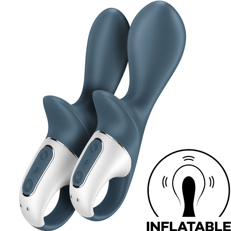 Close-up of the Satisfyer Booty Air Pump 2, an inflatable anal vibrator, showing its design and features.