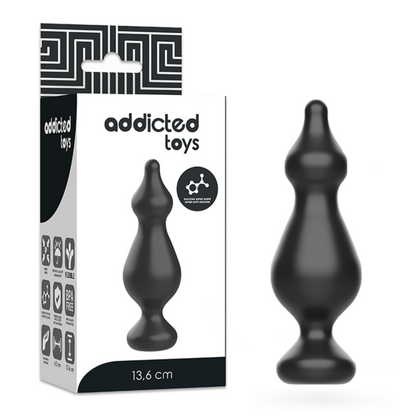 Plug Anal de Silicone ADDICTED TOYS Preto para Iniciantes, vista detalhada do produto