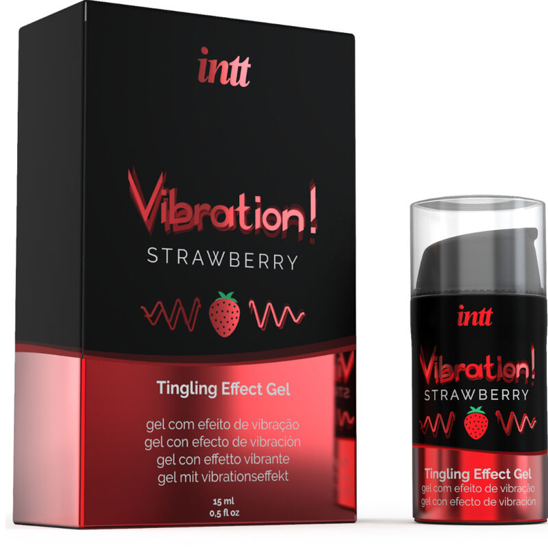 INTT Gel Vibratório Líquido Morango 15 ML para prazer íntimo.
