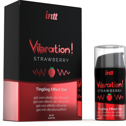 INTT Gel Vibratório Líquido Morango 15 ML para prazer íntimo.