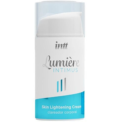 Close-up do INTT Lumière Intimus Creme Corporal Hidratante Clareador 15ml para pele íntima.
