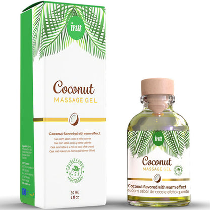 INTT Gel de Massagem Vegano Coco 30ml com Efeito Aquecedor para massagens sensuais e prazer oral.