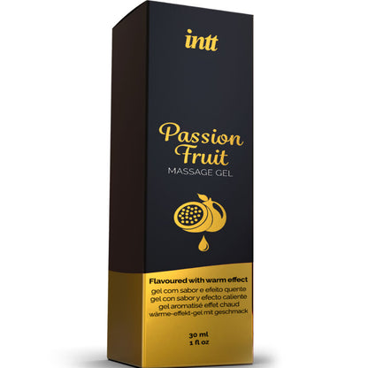 Embalagem e textura do INTT Gel de Massagem Maracujá Efeito Calor 30ml