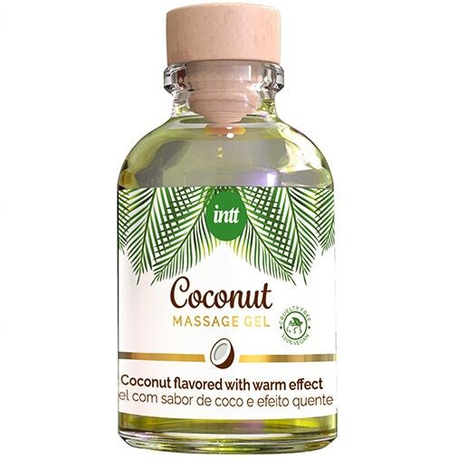 INTT Gel de Massagem Vegano Coco 30ml com Efeito Aquecedor para massagens sensuais e prazer oral.