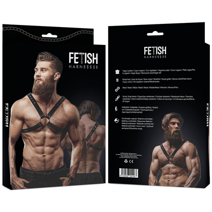 Arnês masculino Fetish Submissive Attitude de couro ecológico com design de peito cruzado