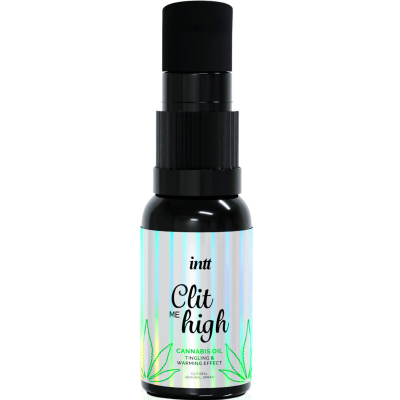 Imagem do INTT RELEASES Óleo Excitante Clitoriano Clit Me High Cannabis 15ml, realçando o frasco e a embalagem.